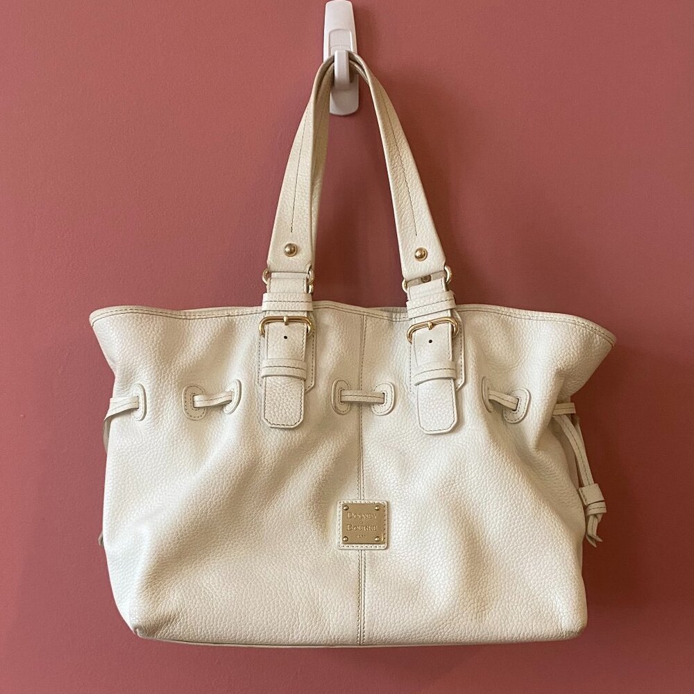 Dooney & Bourke White Pebble Grain Medium Chiara leather Tote bag
